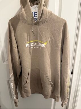 Young & Reckless Taupe Hoodie with Yellow & White Logo